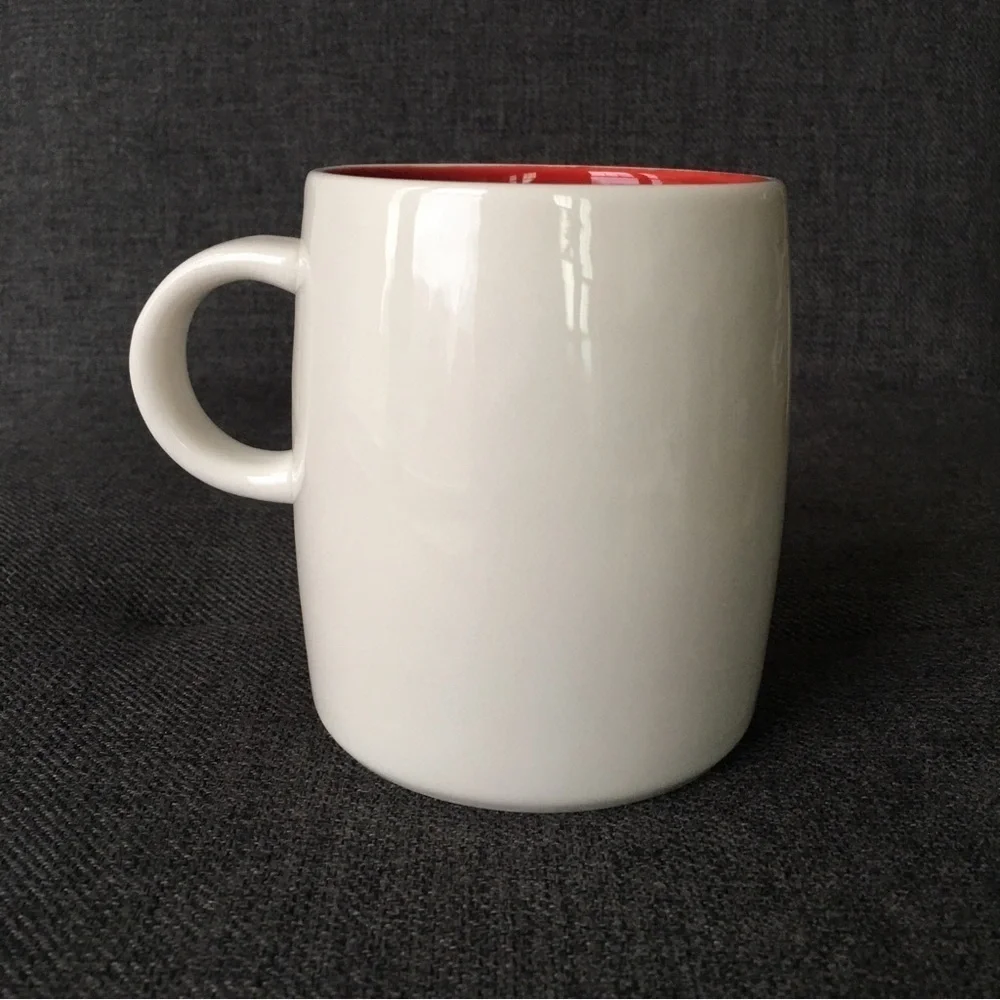 Holiday “jolly” Coffee Mug, Red, Cream, 15 oz